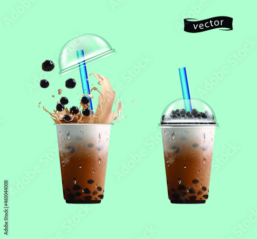 Bubble milk tea, Different sorts of Boba. Yummy drinks. Ads with delicious tapioca. Restaurant cafe menu, template design. Food flyer. Chalk board, retro menu restaurant poster.