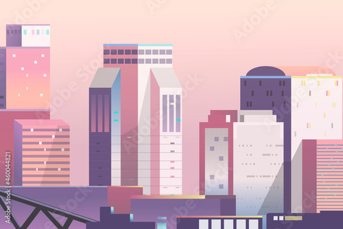 Urban scene scene at dusk background vector