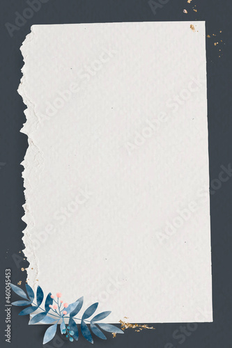 Leafy paper rectangle frame vector