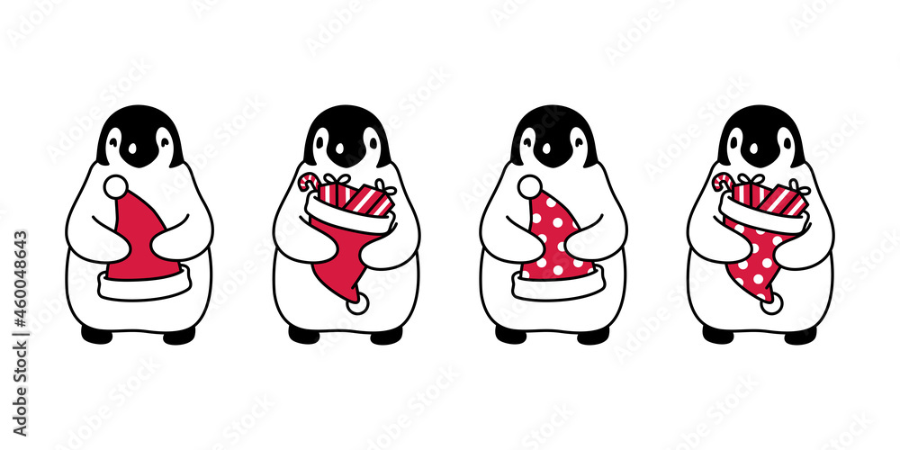 penguin vector Christmas Santa Claus hat icon logo cartoon character stamp tattoo symbol polka dot illustration design penguin vector Christmas Santa Claus hat icon logo cartoon character stamp tattoo symbol polka dot illustration design