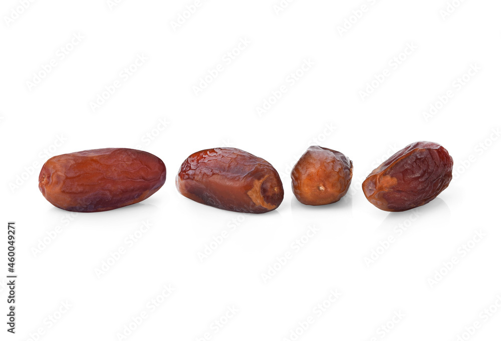 Dried dates (fruits of date palm Phoenix dactylifera). on white background. Dried dates (fruits of date palm Phoenix dactylifera). on white background.