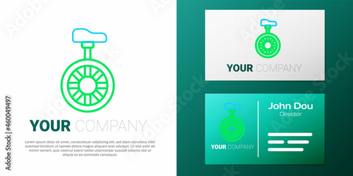 Line Unicycle or one wheel bicycle icon isolated on white background. Monowheel bicycle. Colorful outline concept. Vector