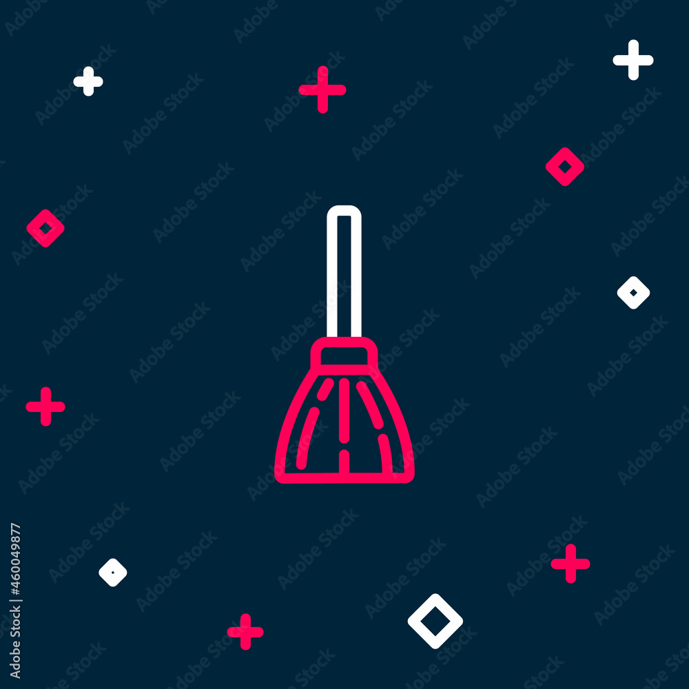Line Handle broom icon isolated on blue background. Cleaning service concept. Colorful outline concept. Vector Line Handle broom icon isolated on blue background. Cleaning service concept. Colorful outline concept. Vector