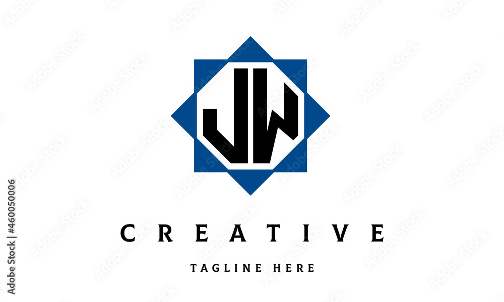 Fototapeta premium JW double square latter logo vector