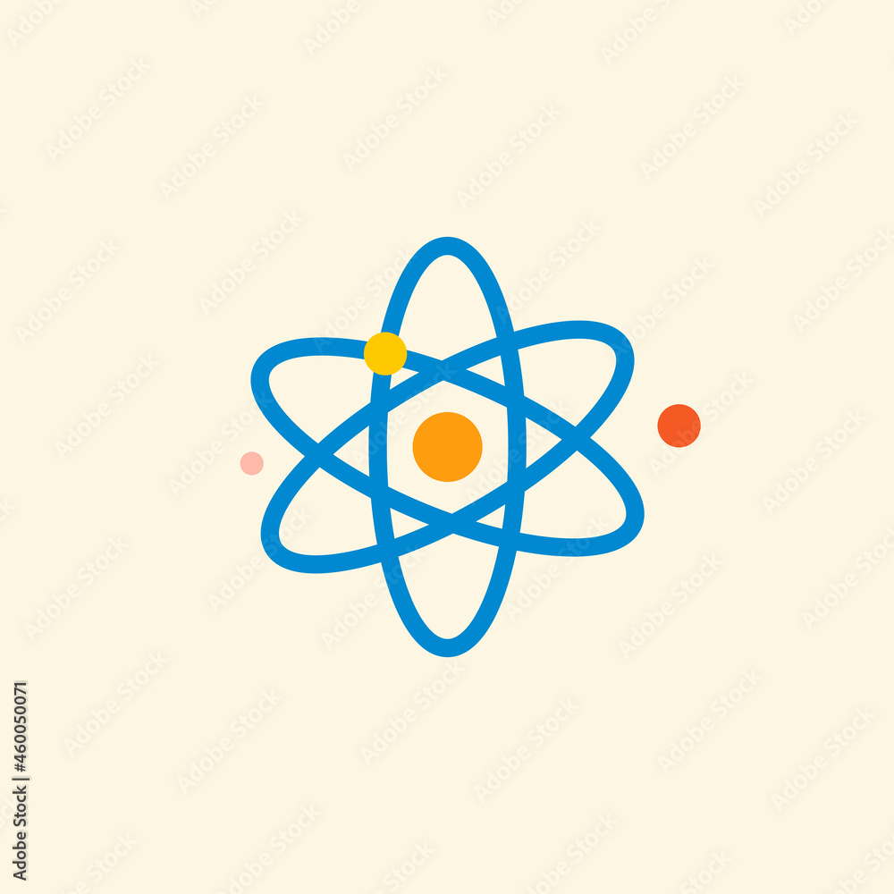 Atom icon vector education flat graphic Atom icon vector education flat graphic