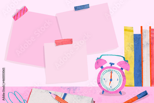 Blank pink back to school frame vector