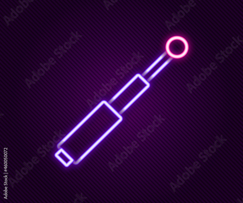 Glowing neon line Telescopic baton icon isolated on black background. Colorful outline concept. Vector