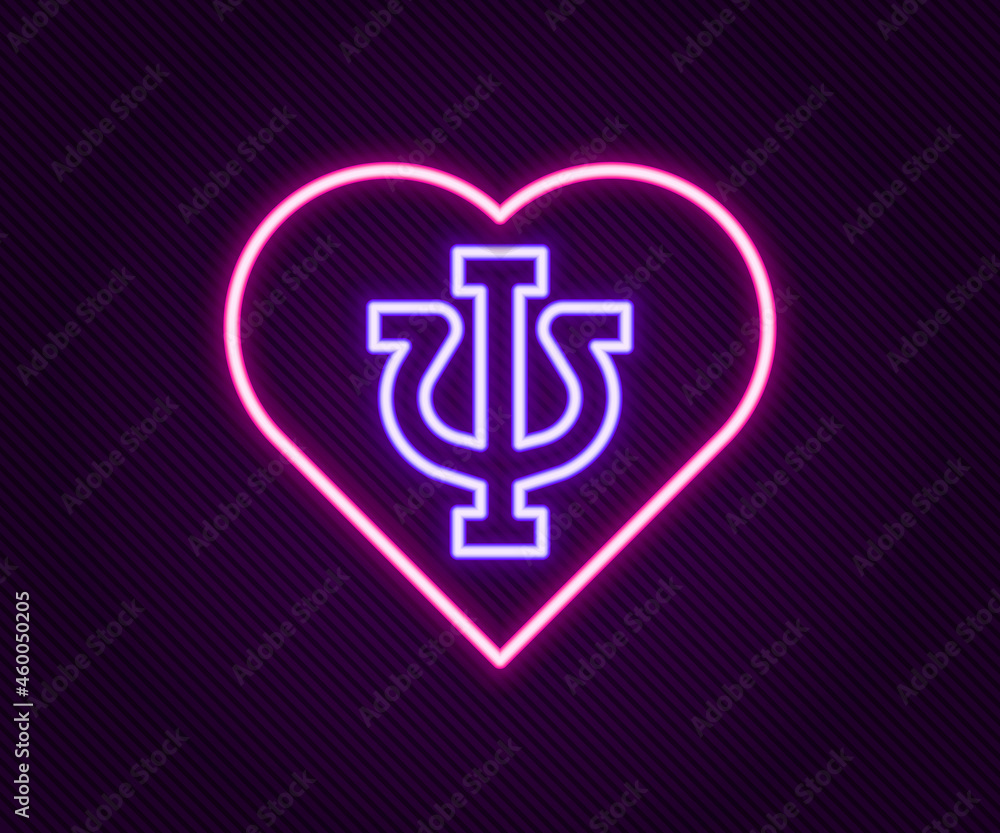 Obraz premium Glowing neon line Psychology icon isolated on black background. Psi symbol. Mental health concept, psychoanalysis analysis and psychotherapy. Colorful outline concept. Vector