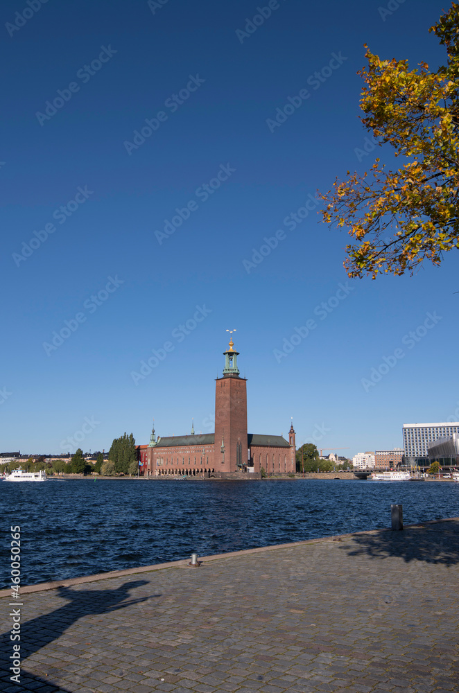 Fototapeta premium Old commuting steam boat leaving Stockholm City for the Drottningholm castle and park