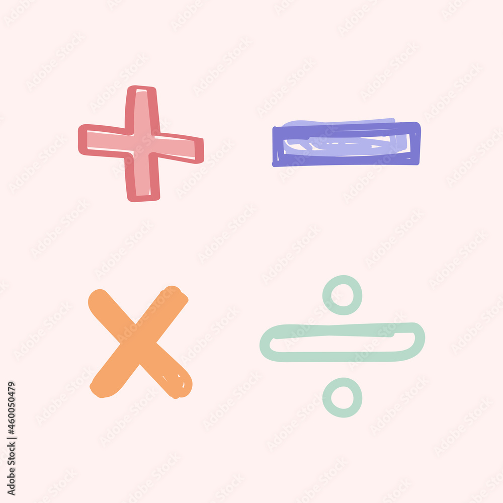 Obraz premium Math operator symbols vector doodle typography handwritten collection