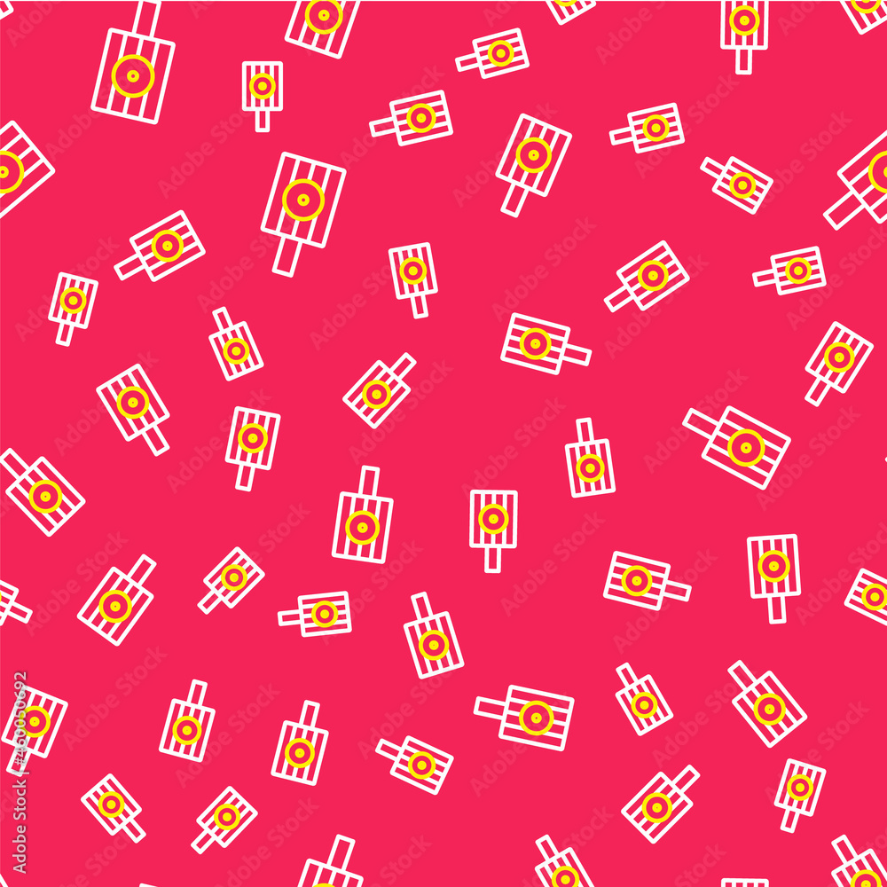 Line Spray can nozzle cap icon isolated seamless pattern on red background. Vector Line Spray can nozzle cap icon isolated seamless pattern on red background. Vector