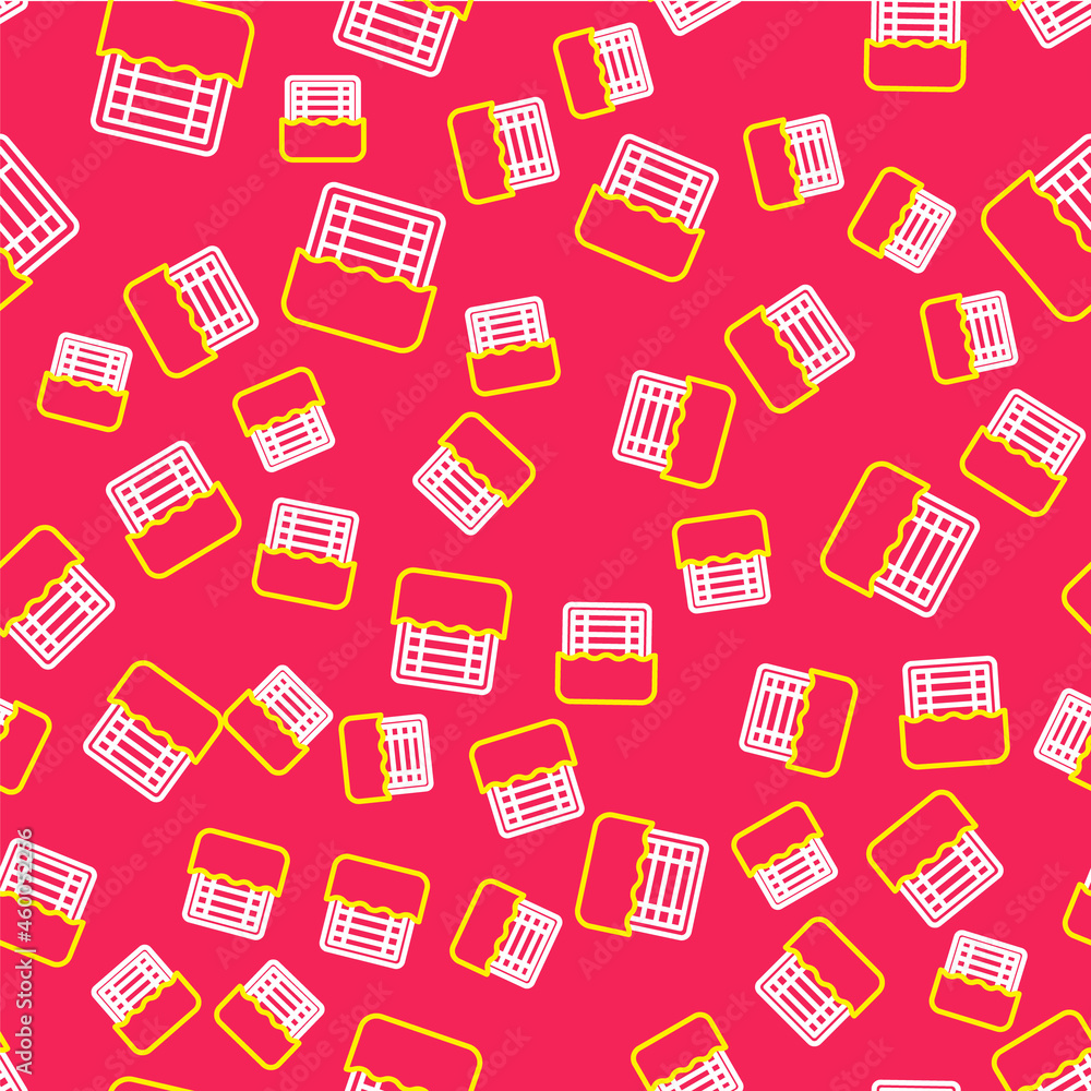 Fototapeta premium Line Water polo icon isolated seamless pattern on red background. Vector