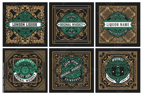 Set of 6 labels. Western style