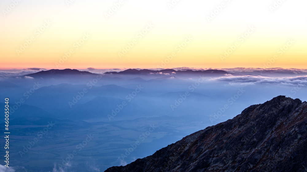 View of Low Tatras from High Tatras in Slovakia 