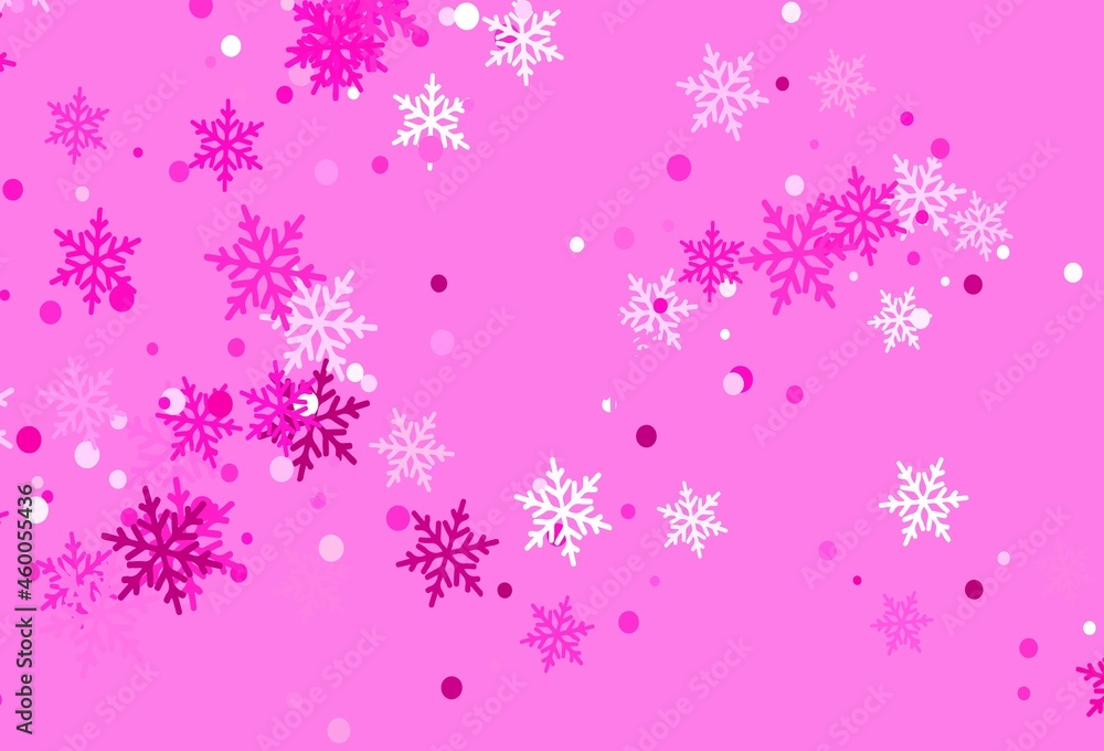 Light Pink vector template with ice snowflakes. Light Pink vector template with ice snowflakes.