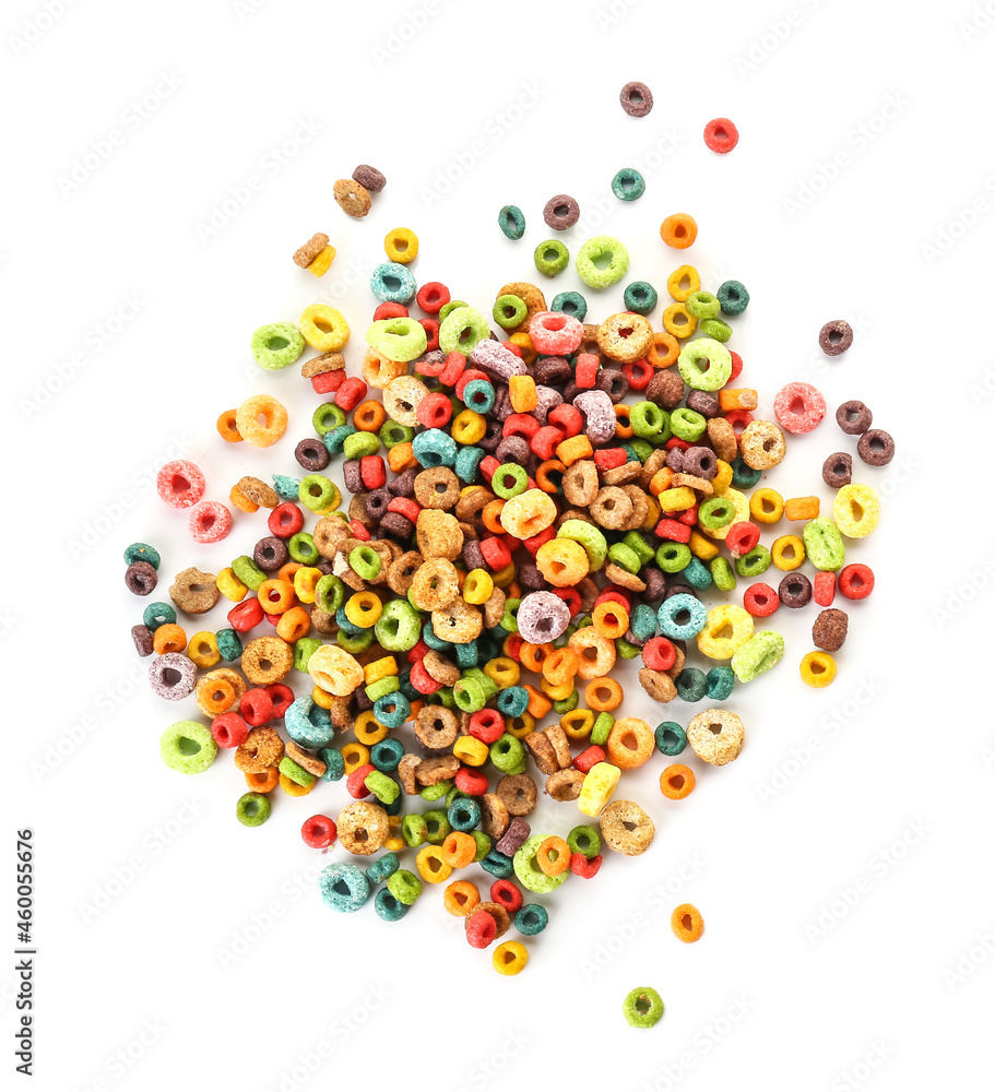 Different scattered corn rings on white background Different scattered corn rings on white background