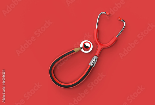 3d Render Medical Stethoscope Pen Tool Created Clipping Path Included in JPEG Easy to Composite.