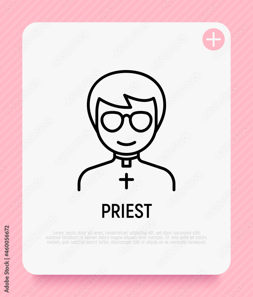 Cartoon priest thin line icon. Modern vector illustration for avatar. Cartoon priest thin line icon. Modern vector illustration for avatar.
