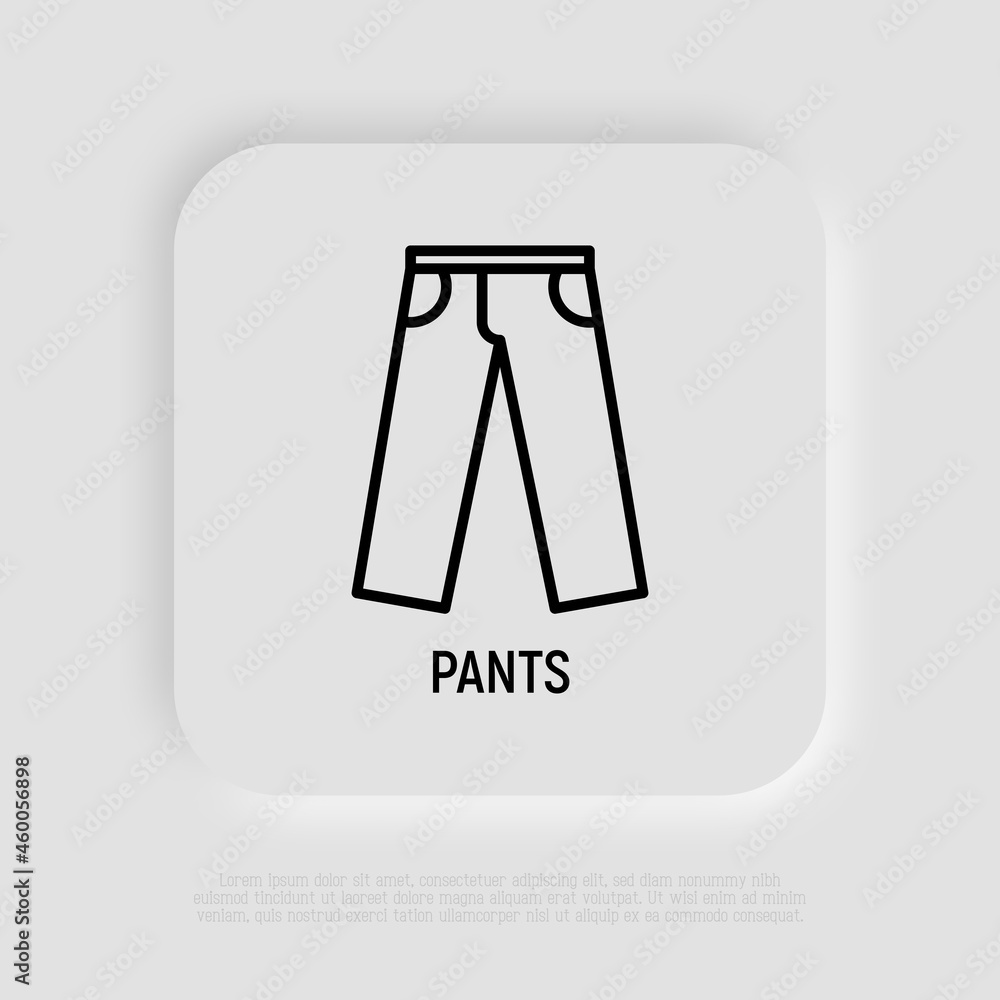 Pants thin line icon. Modern vector illustration of apparel. Pants thin line icon. Modern vector illustration of apparel.