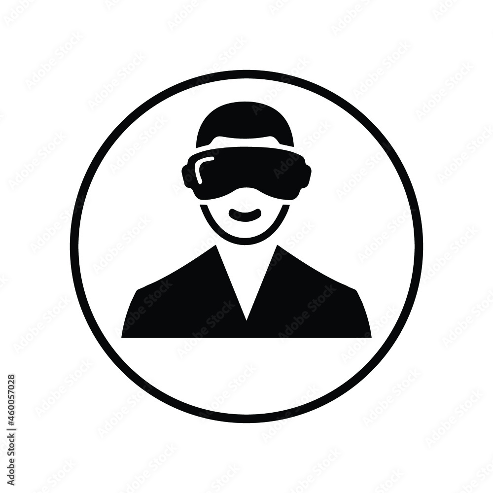 Virtual reality icon. Black vector design.