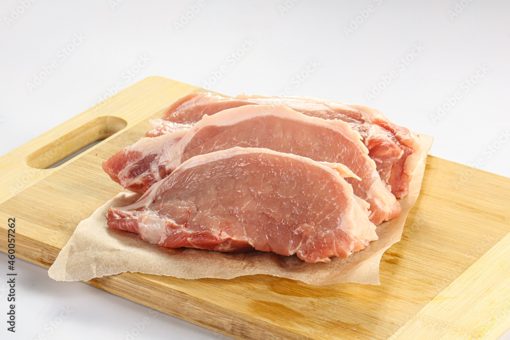 Raw pork steak for cooking