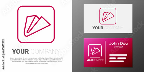 Logotype line Paper airplane icon isolated on white background. Logo design template element. Vector