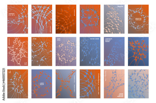 Biomedical brochure cover templates vector set.