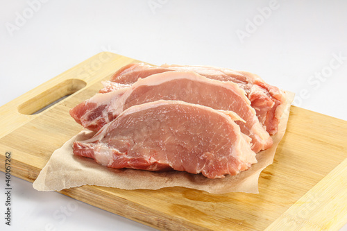 Raw pork steak for cooking