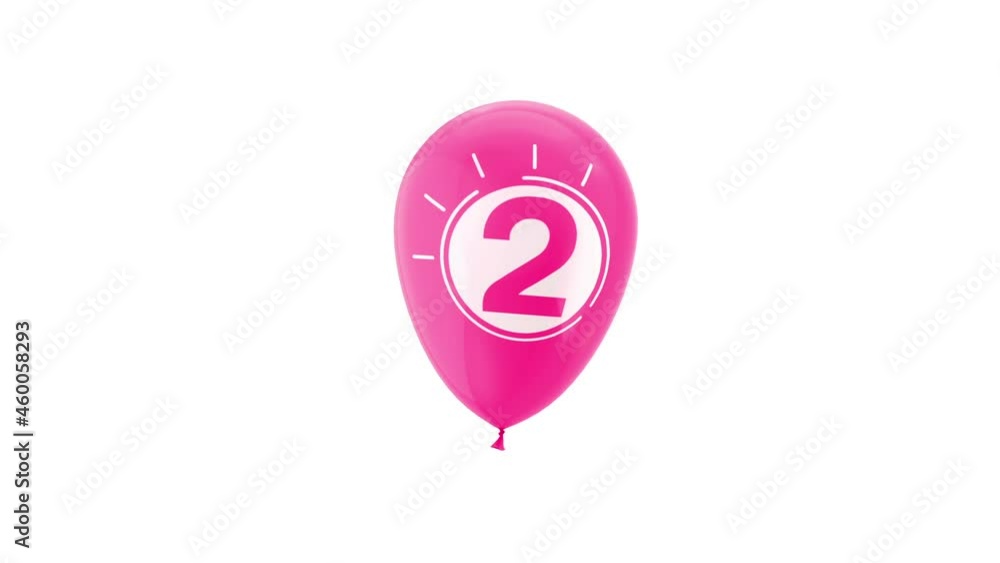 Birthday Celebration Balloon with Number 2. Alpha Matte Channel. Birthday Celebration Balloon with Number 2. Alpha Matte Channel.
