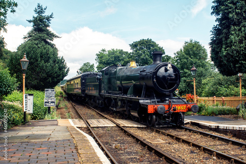 GWR 2-8-0 Churchward 2800 Class locomotive pulling a rake of carriages