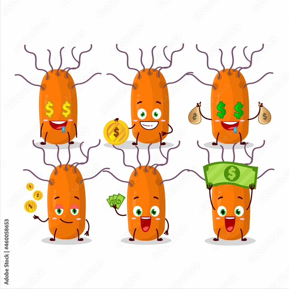 Duvinacovirus cartoon character with cute emoticon bring money Duvinacovirus cartoon character with cute emoticon bring money