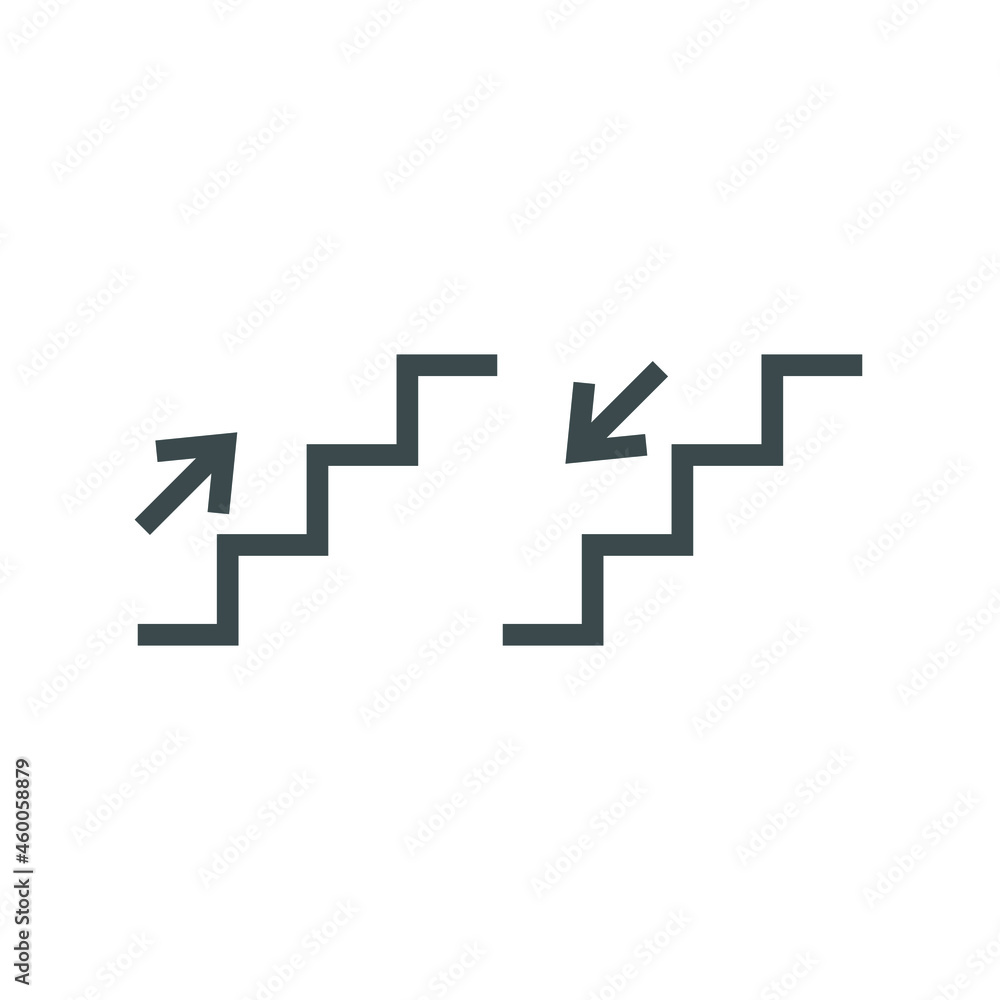 Up and down stairs symbols set. Up, down stairs icons set, isolated ...