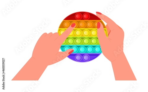 Pop it fidget, antistressor toy vector in flat style. Trendy sensory playthings.