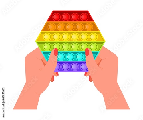 Pop it fidget, antistressor toy vector in flat style. Trendy sensory playthings.