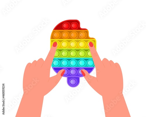 Pop it fidget, antistressor toy vector in flat style. Trendy sensory playthings.