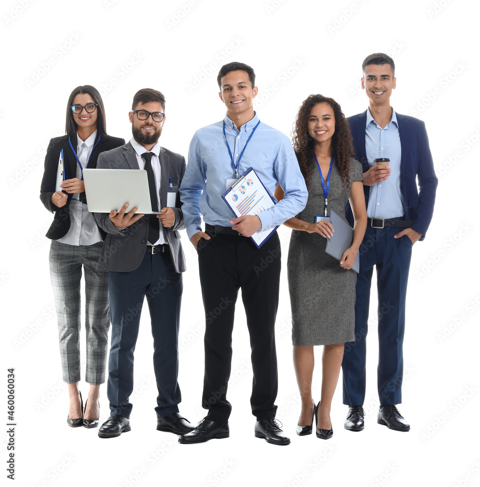 Team of young business people on white background Team of young business people on white background