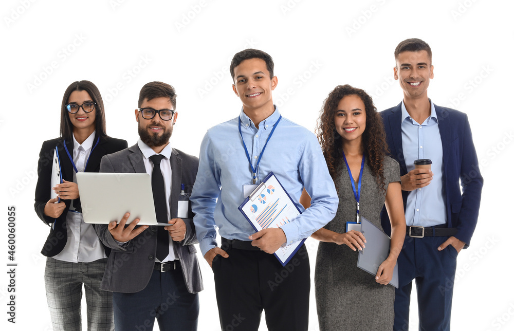Team of young business people on white background Team of young business people on white background
