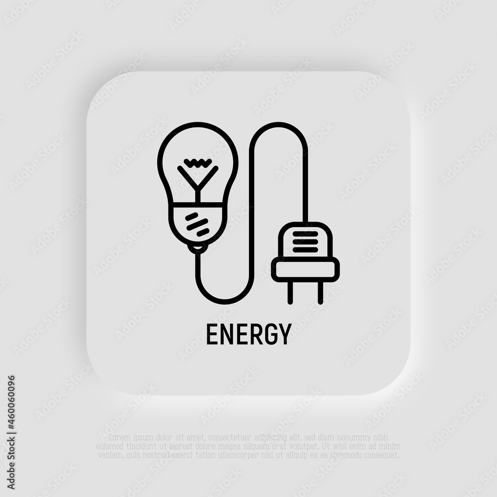 Light bulb with plug thin line icon. Modern vector illustration of electicity, innovation, communication. Light bulb with plug thin line icon. Modern vector illustration of electicity, innovation, communication.