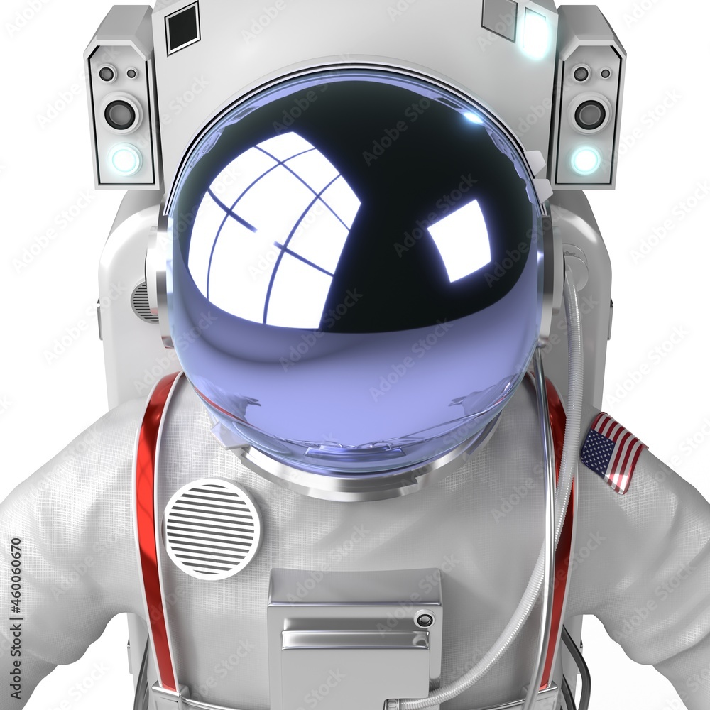 Fototapeta premium Astronaut, front view, close-up composition - 3D illustration