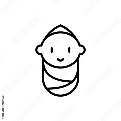 Smiling newborn thin line icon. Modern vector illustration.