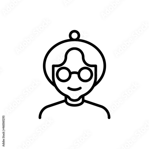Grandmother in eyeglasses thin line icon. Modern vector illustration for avatar. © AlexBlogoodf