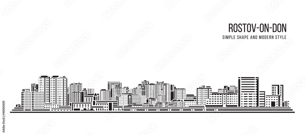 Cityscape Building Abstract Simple shape and modern style art Vector design -  Rostov-on-Don city