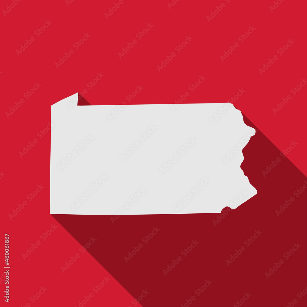 Pennsylvania state map with long shadow Pennsylvania state map with long shadow