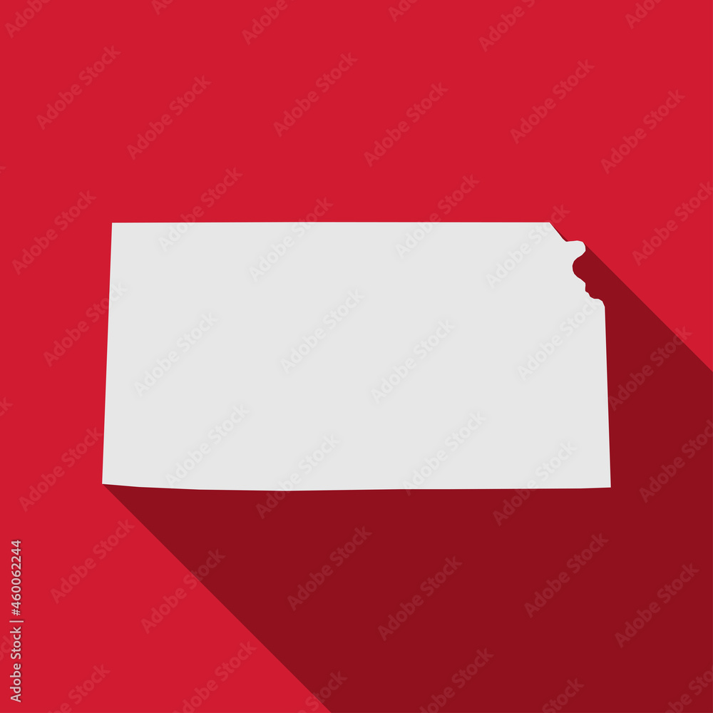 Kansas state map with long shadow Kansas state map with long shadow