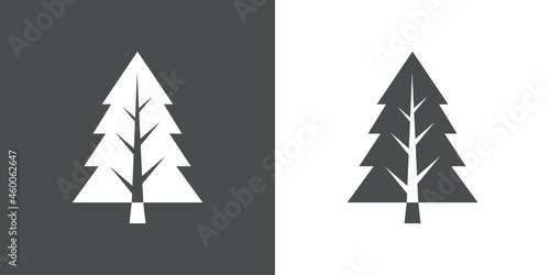 Logotipo árbol de navidad abstracto con ramas en forma de triángulo en fondo gris y fondo blanco