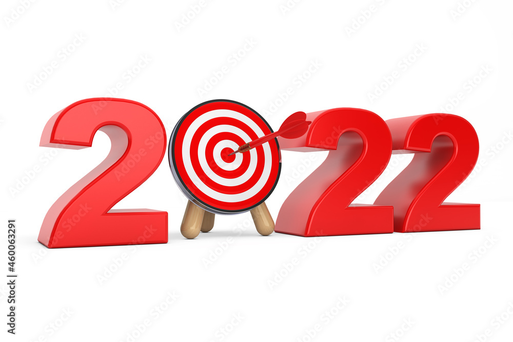 Darts Target as 2022 year Sign. 3d Rendering Darts Target as 2022 year Sign. 3d Rendering
