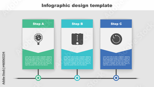 Set Pressure water meter, Depth measurement and Radius. Business infographic template. Vector