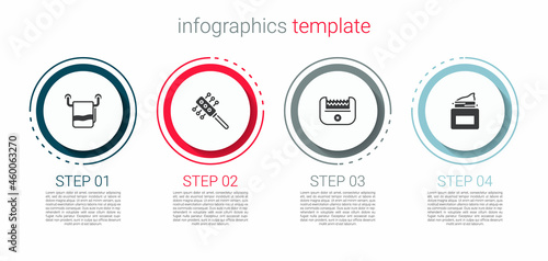 Set Towel on a hanger, Hairbrush, Electrical hair clipper and Cream cosmetic jar. Business infographic template. Vector