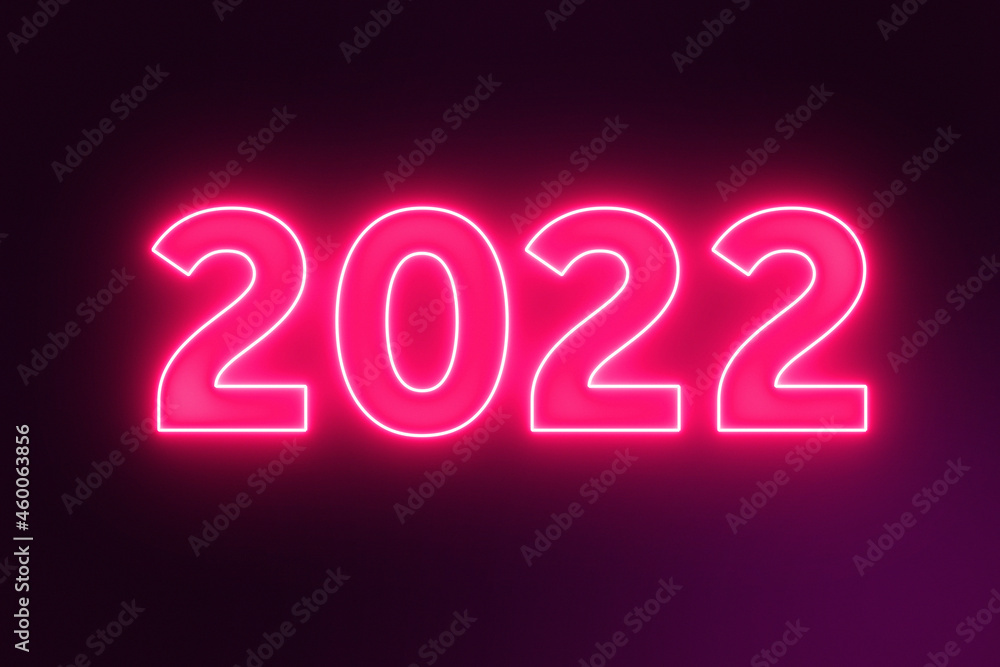 2022 New Year Neon Text Closeup. 3d Rendering 2022 New Year Neon Text Closeup. 3d Rendering
