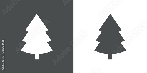 Logotipo árbol de navidad con ramas en forma de triángulo en fondo gris y fondo blanco